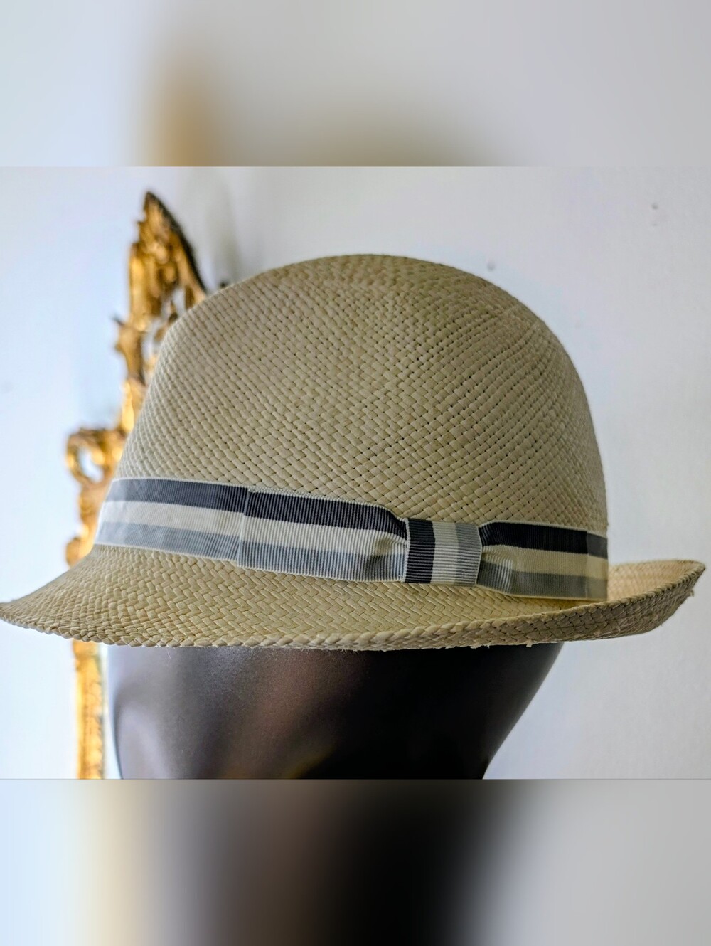 Anthony Peto men’s 100% straw fedora w/ ribbon. Made in France EUC